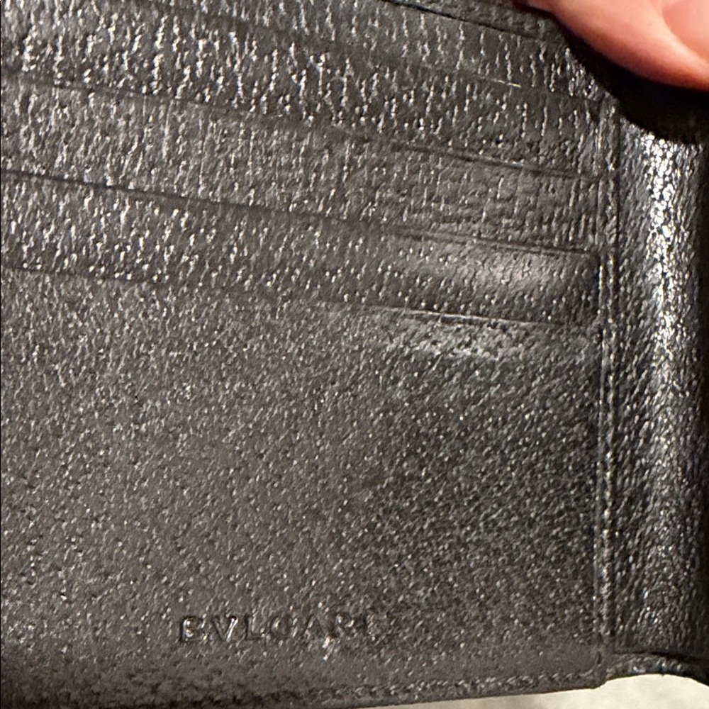 Bulgari Black Textured Card Holder Bifold Wallet - Picture 2 of 6